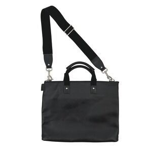 Jack Spade Mens Black Pebbled Leather Slim Briefcase Messenger Bag Crossbody